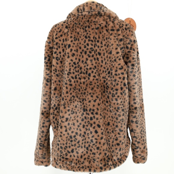 ABERCROMBIE & FITCH Quarter Zip‎ Sherpa Sweatshirt Animal Print Cozy Medium - Picture 3 of 6